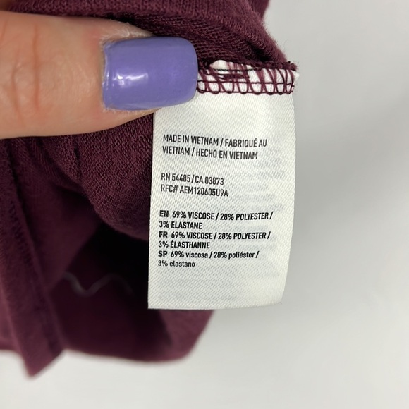 AEO FIRST essentials cowl neck sleeveless top Sz L plum color - Picture 6 of 7